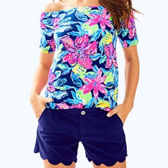 Lilly Pulitzer Floral Off-Shoulder Top - Pink, Blue, Green - Picture 5 of 5